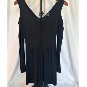 American Eagle Black Long Sleeve Cold Shoulder Romper Whimsygoth Minimalist S